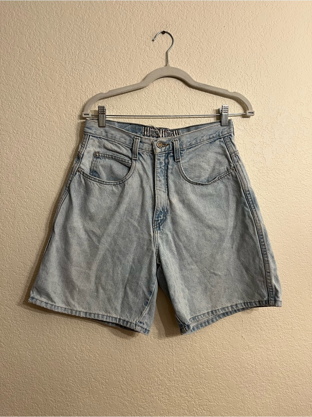 Vintage farm worn/ distressed Forenza Light Blue Denim Jean Shorts